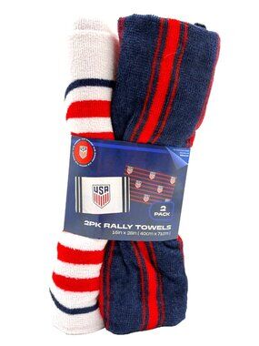 Jay Franco US Soccer Rally Towels 2 Pack - 16x28 Red White Blue - New